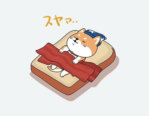 卡通狗矢量情侣装矢量图案田园犬矢量面包矢量睡觉的小狗可爱狗卡通