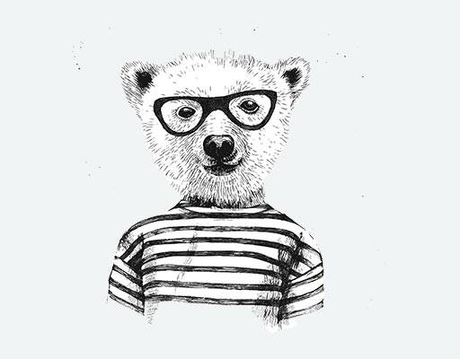 手绘卡通熊矢量戴眼镜的熊矢量素描熊矢量卡通小熊矢量