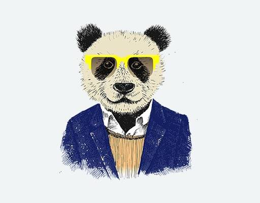 熊猫矢量图案大熊猫图案熊猫头像人身动物头像矢量手绘熊猫