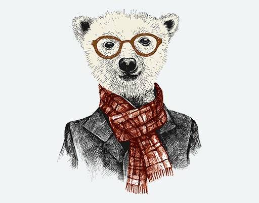 卡通熊头像矢量手绘小熊矢量戴眼镜的小熊围巾小熊矢量白色棕熊矢量