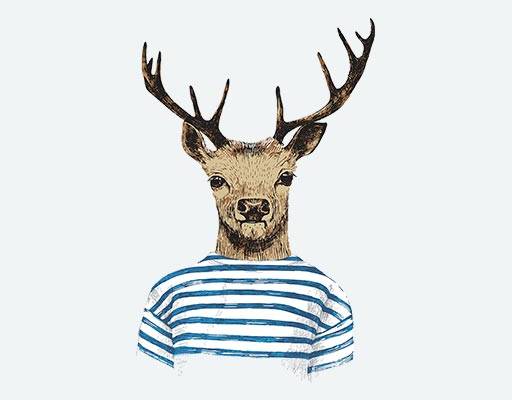 鹿头像矢量手绘鹿头卡通动物矢量条纹衫动物