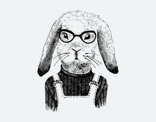 手绘兔子矢量素描图案图案戴眼镜的兔子卡通兔子矢量可爱兔子
