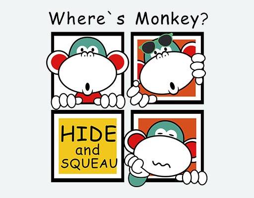 卡通猴子矢量英文字母矢量where’s monkey 三只猴子矢量格子图案