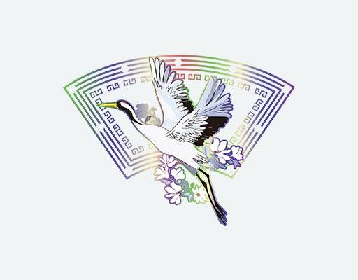 飞鹤矢量卡通花朵矢量彩色鹤图案鲜花矢量中国风矢量图案