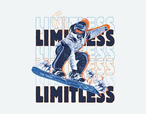 滑板滑雪图案运动矢量图案卡通人物矢量滑雪男孩矢量英文字母矢量