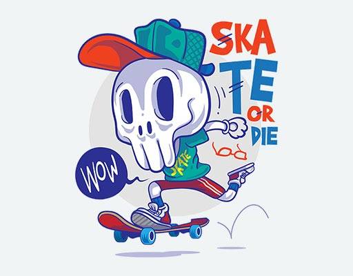 卡通骷髅矢量滑板骷颅头矢量英文字母矢量可爱运动卡通英文字母矢量