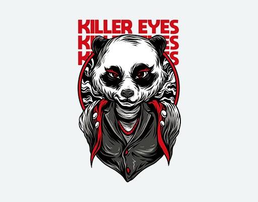 卡通熊猫矢量英文字母矢量手绘熊猫卡通动物矢量素描图案