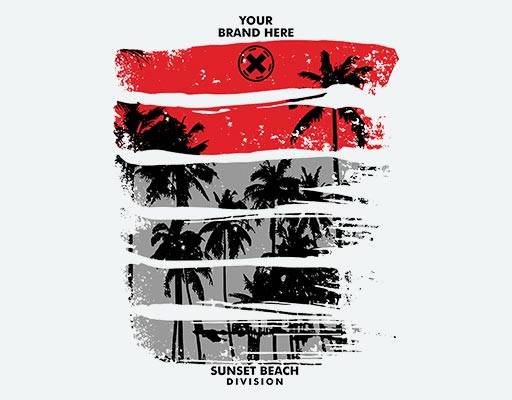 椰子树矢量图案卡通植物矢量热带风景矢量破碎椰子树油漆图案破碎线条