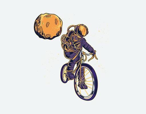 骑自行车的宇航员矢量卡通人物矢量星球卡通图案卡通男孩矢量