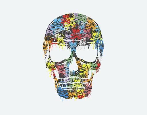 彩色涂药骷髅头矢量泼墨骷髅图案卡通头骨