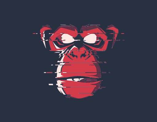 卡通大猩猩头像矢量卡通动物面具破碎大猩猩头像