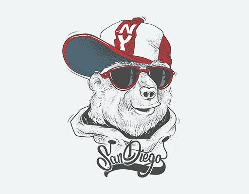 戴帽子的胸矢量卡通手绘熊英文字母矢量熊头矢量