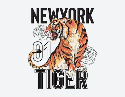 卡通老虎矢量手绘老虎英文字母矢量花朵矢量