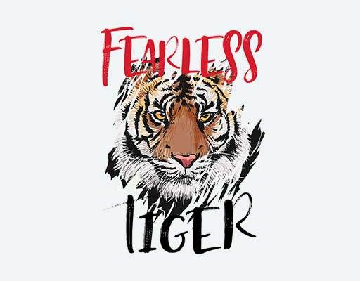 卡通老虎头像矢量手绘卡通动物手写英文字母矢量破碎老虎头撕裂老虎