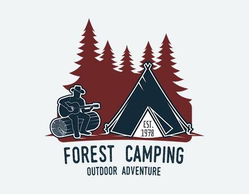 卡通树剪影矢量手绘弹吉他人物矢量手写英文字母矢量