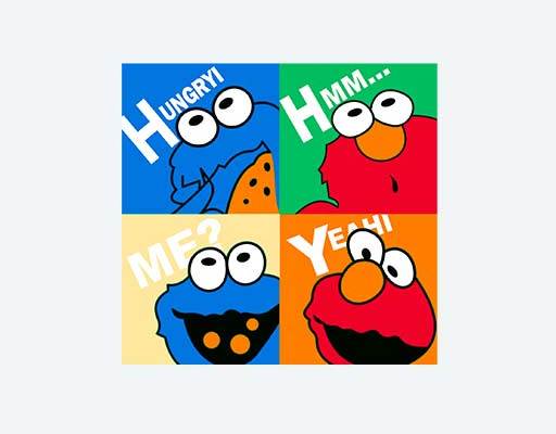 芝麻街卡通动画片矢量四方格图案简笔卡通