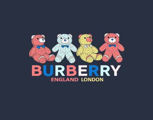 高清卡通小熊英文字母卡通burberry图案卡通动物手绘卡通小熊四只小熊