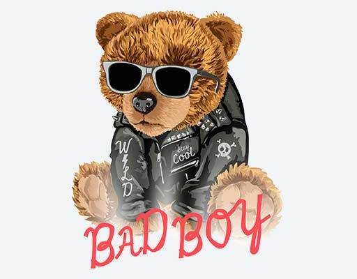 卡通小熊矢量手绘小熊图案戴墨镜的熊矢量棕色小熊矢量