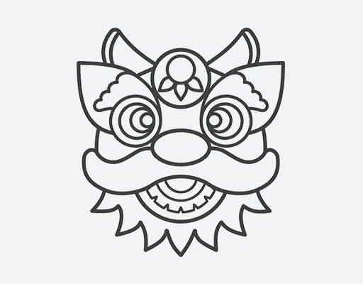 卡通狮子头矢量简笔卡通图案狮子头线稿卡通矢量