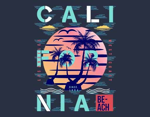 日出日落矢量椰子树矢量彩色日落图案英文字母矢量