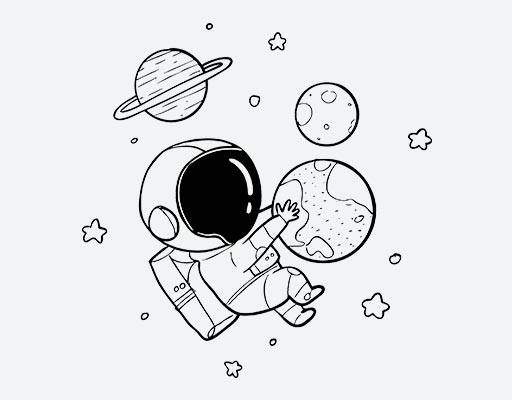 宇航员矢量手绘卡通人物矢量星球矢量图案太空人物矢量