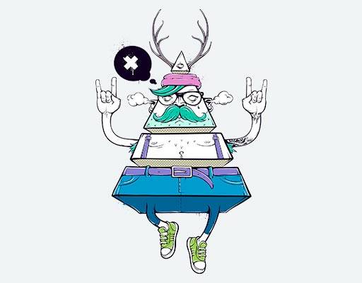 卡通三角形矢量手绘卡通人物简笔卡通大胡子卡通三角形人