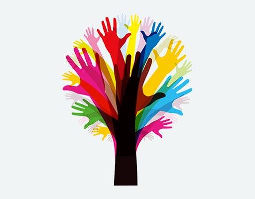 卡通手掌矢量彩色手掌手指图案彩色手指树