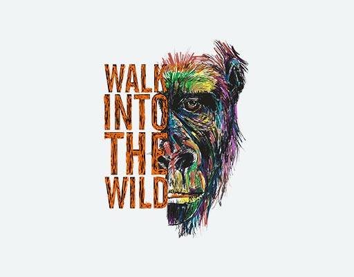 手绘大猩猩矢量英文字母矢量猩猩头像矢量半边脸大猩猩油画猩猩矢量