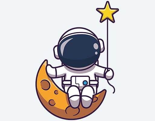 坐在月亮上的宇航员卡通宇航员星球矢量拿星星的宇航员矢量