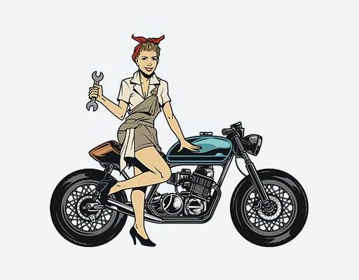 摩托车女孩矢量修理摩托车女孩欧美女孩人物矢量厨师人物