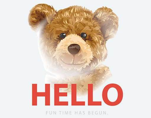 卡通熊矢量毛绒玩具小熊头矢量英文字母卡通素材男装印花泰迪熊