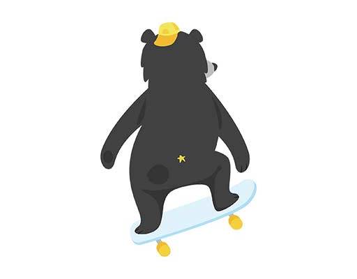 滑板小熊矢量小熊背影矢量可爱小熊灰色熊图案