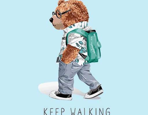 背书包的小熊矢量棕色小熊卡通英文字母矢量带眼镜的小熊