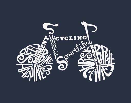 文字自行车矢量图案白色文字卡通自行车图案简约交通工具