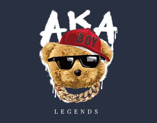 可爱酷酷毛绒熊头黑社会熊戴帽子的熊戴墨镜金链子的熊矢量高清烫画