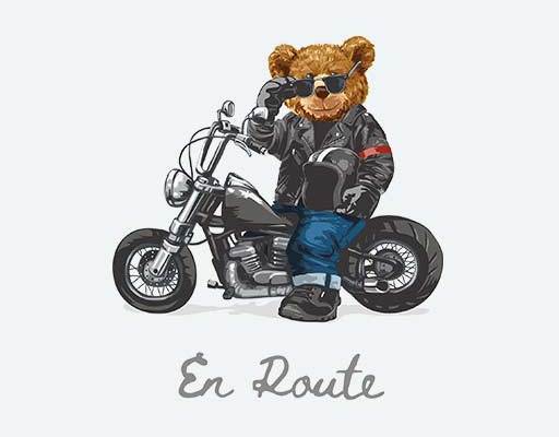 骑摩托车的小熊矢量英文字母卡通酷酷的小熊机车摩托卡通素材