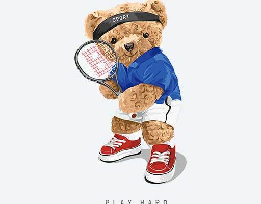 运动的小熊打网球的小熊矢量酷酷的小熊日常运动着装小熊素材png高清矢量