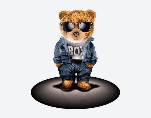 酷酷的小熊矢量毛绒玩具矢量英文字母带墨镜的小熊可爱小熊