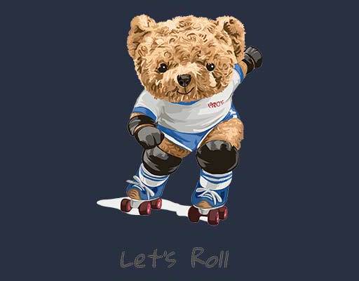 卡通运动小熊矢量滑冰的小熊矢量炫酷小熊奔跑小熊毛绒玩具熊