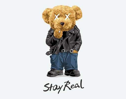 毛绒熊公仔矢量xx熊矢量素材卡通酷酷小熊矢量夹克小熊着装抽烟的熊