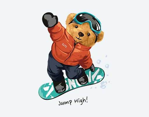 滑雪的熊矢量冬季小熊矢量运动小熊酷酷的小熊滑板矢量