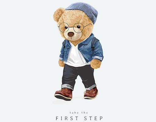 可爱小熊矢量休闲的小熊戴帽子的熊冬季小熊印花图案矢量