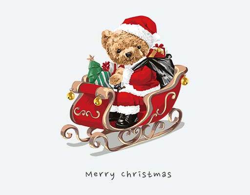 圣诞节卡通动物小熊矢量圣诞老人熊节日小熊矢量毛绒玩具熊