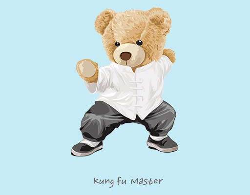 打太极的小熊矢量运动的小熊练武的小熊动物矢量毛绒玩具熊