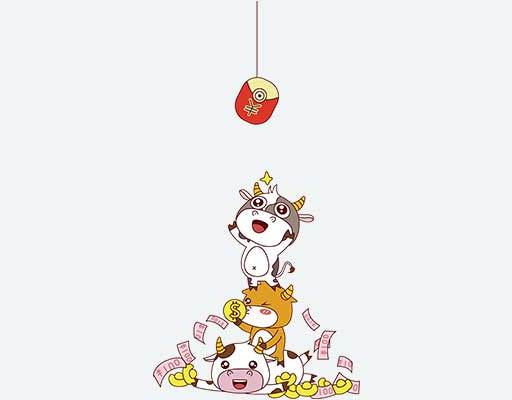 卡通牛矢量可爱牛卡通抢红包牛矢量小牛卡通图案牛年卡通素材