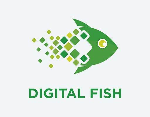 卡通鱼剪影矢量绿色的鱼矢量方块鱼剪影鱼logo矢量素材