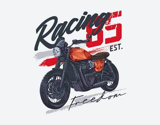 摩托车矢量机动车矢量素材英文字母摩托图案酷酷图案男装图案