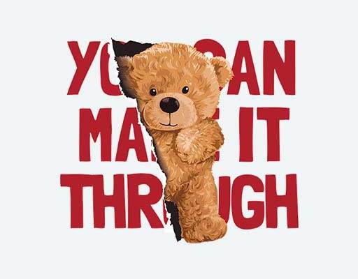 半边熊矢量文字和小熊图案棕色小熊卡通矢量可爱小熊毛绒玩具素材