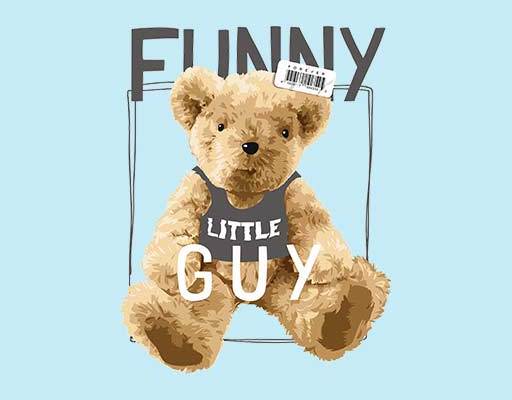 坐地上的小熊矢量棕色小熊卡通矢量英文字母矢量素材可爱毛绒玩具公仔熊