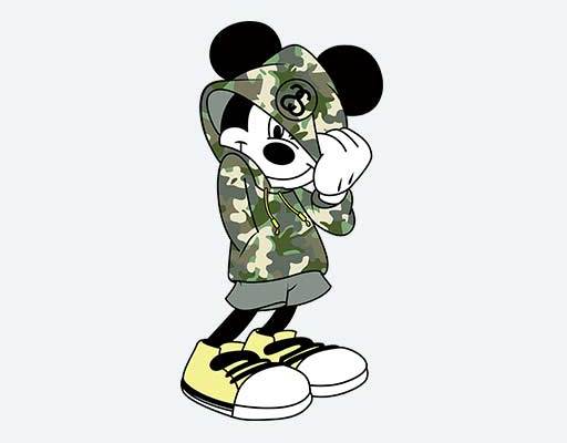 米老鼠矢量素材卡通迷彩矢量图案彩色卡通动画片图案戴帽子的米奇迪士尼